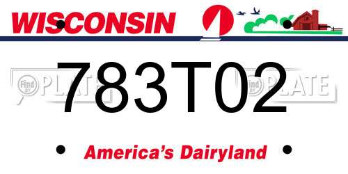 783T02 Wisconsin License Plate