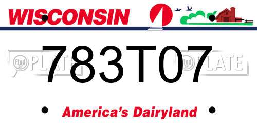 783T07 Wisconsin License Plate