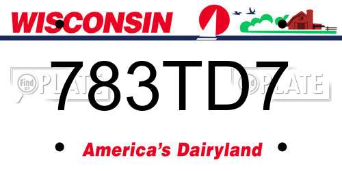 783TD7 Wisconsin License Plate