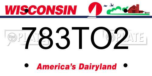 783TO2 Wisconsin License Plate