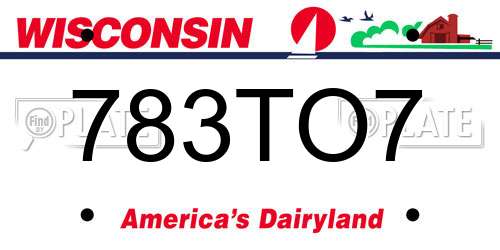 783TO7 Wisconsin License Plate