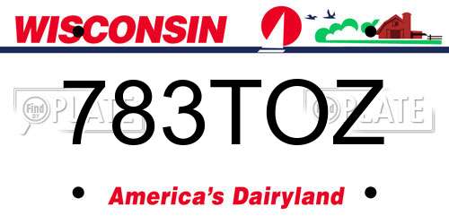 783TOZ Wisconsin License Plate