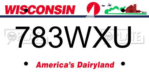 783WXU Wisconsin License Plate