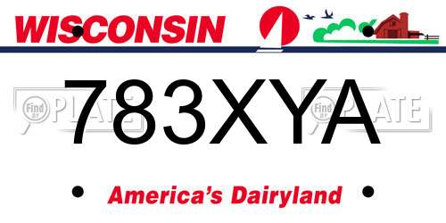783XYA Wisconsin License Plate