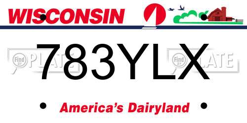 783YLX Wisconsin License Plate
