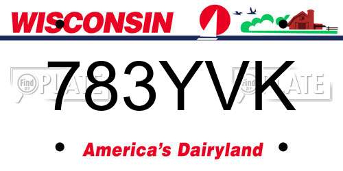 783YVK Wisconsin License Plate