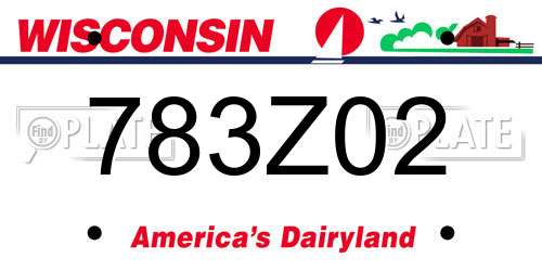 783Z02 Wisconsin License Plate