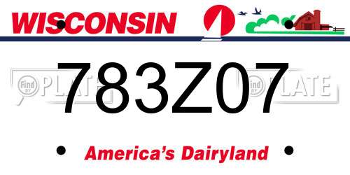 783Z07 Wisconsin License Plate