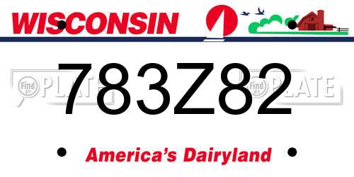 783Z82 Wisconsin License Plate