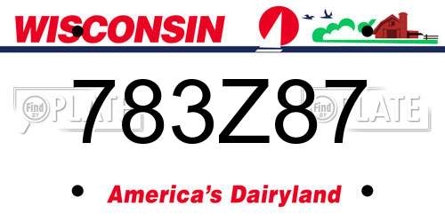783Z87 Wisconsin License Plate