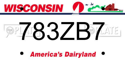 783ZB7 Wisconsin License Plate