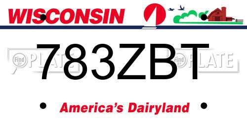 783ZBT Wisconsin License Plate
