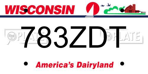783ZDT Wisconsin License Plate