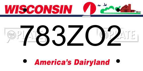 783ZO2 Wisconsin License Plate