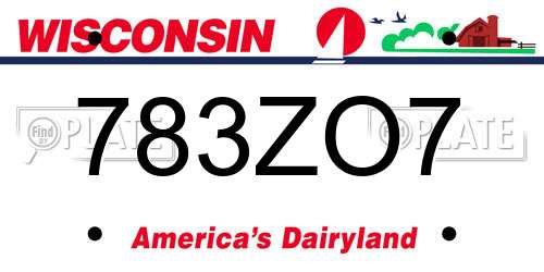 783ZO7 Wisconsin License Plate