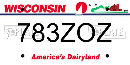 783ZOZ Wisconsin License Plate