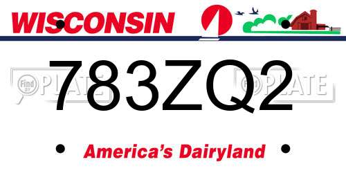 783ZQ2 Wisconsin License Plate