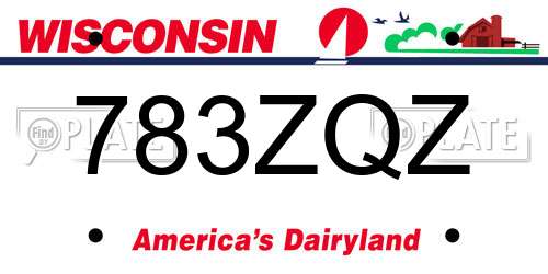 783ZQZ Wisconsin License Plate