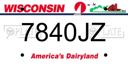 7840JZ Wisconsin License Plate