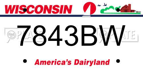 7843BW Wisconsin License Plate