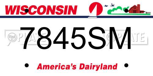 7845SM Wisconsin License Plate