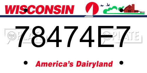78474E7 Wisconsin License Plate