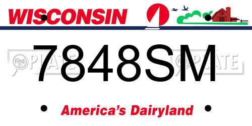 7848SM Wisconsin License Plate