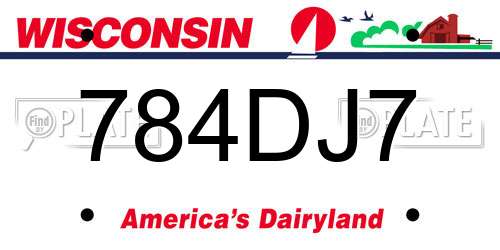 784DJ7 Wisconsin License Plate