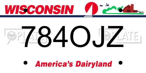 784OJZ Wisconsin License Plate