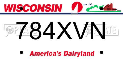 784XVN Wisconsin License Plate