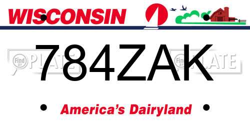 784ZAK Wisconsin License Plate