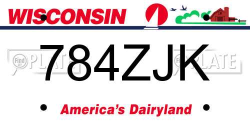 784ZJK Wisconsin License Plate