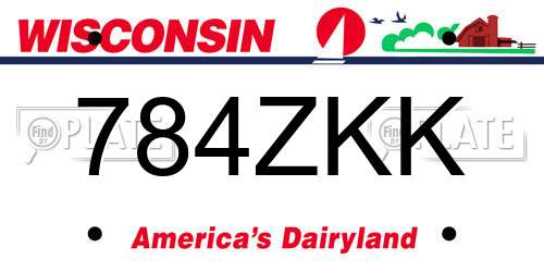 784ZKK Wisconsin License Plate