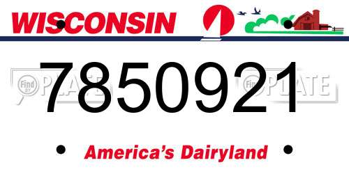 7850921 Wisconsin License Plate