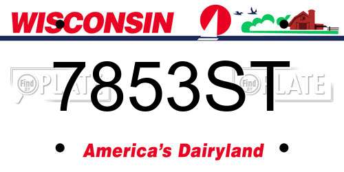 7853ST Wisconsin License Plate