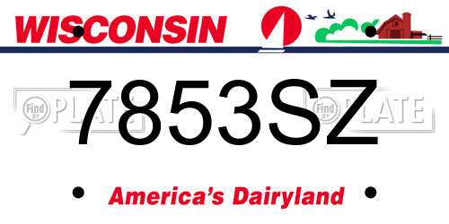 7853SZ Wisconsin License Plate