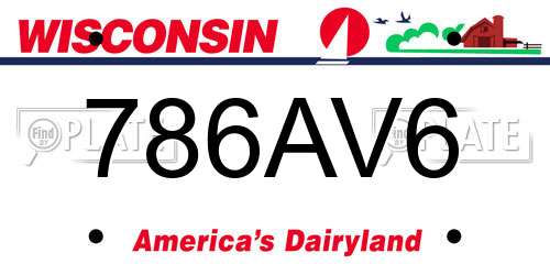 786AV6 Wisconsin License Plate