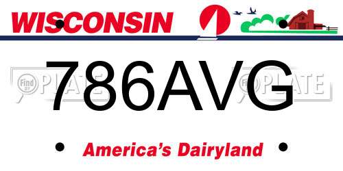 786AVG Wisconsin License Plate