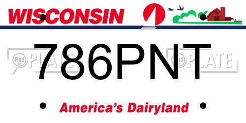 786PNT Wisconsin License Plate