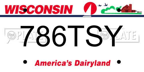 786TSY Wisconsin License Plate