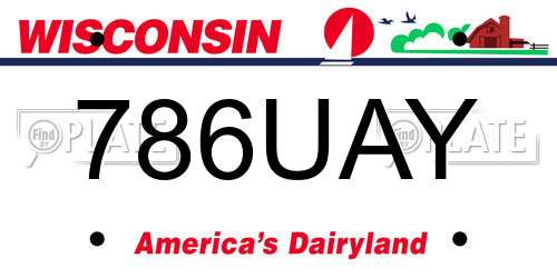 786UAY Wisconsin License Plate