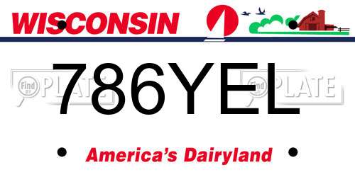 786YEL Wisconsin License Plate
