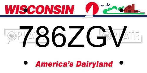 786ZGV Wisconsin License Plate