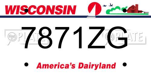 7871ZG Wisconsin License Plate