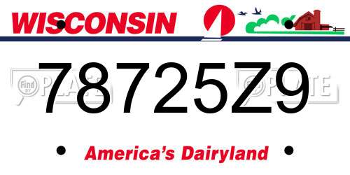78725Z9 Wisconsin License Plate