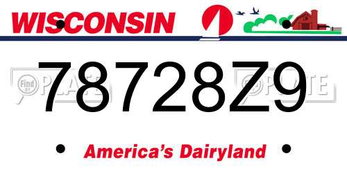 78728Z9 Wisconsin License Plate