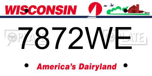 7872WE Wisconsin License Plate