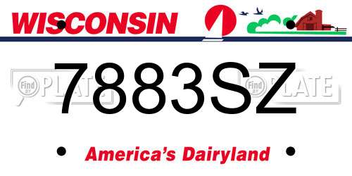7883SZ Wisconsin License Plate