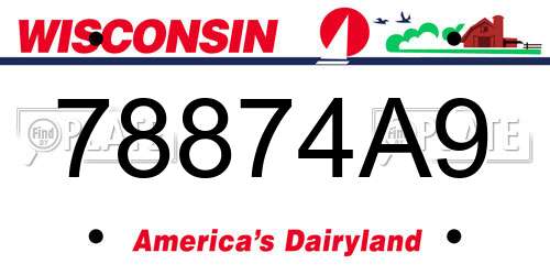 78874A9 Wisconsin License Plate