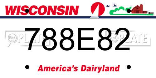 788E82 Wisconsin License Plate
